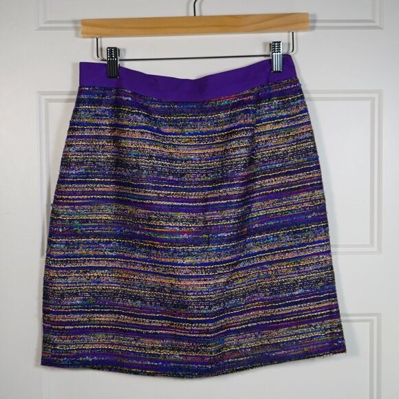 Kate Spade Womens Kylie Jewelbox Purple Colorful Striped Tweed Mini Skirt Size 4 - Picture 2 of 8